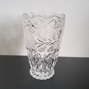 Crystal Vase with Etched Flowers